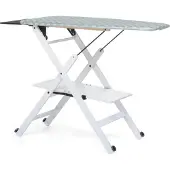 Foppapedretti Assai, Bügelbrett in Originalgröße, Aluminium, Baumwolle, Polyester, Dampfbügeleisen, Holz, Einfarbig, Grau, Weiß