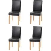 Generique 4er-Set Esszimmerstuhl Stuhl Küchenstuhl Littau - Kunstleder, schwarz helle Beine