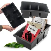 Kadax Behälter für Kräuter, Gewürze, Box mit zwei Bereichen (Schwarz)