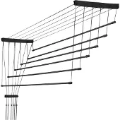 Kadax Deckenwäschetrockner "Torp", Deckentrockner Traglast 12kg, 6 Stäbe, 160 cm, schwarz
