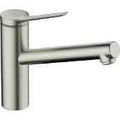 Hansgrohe Zesis M33 Einhebel-Küchenarmatur ComfortZone 150, CoolStart, wassersparend, 1 Strahlart, chrom, Ausladung 220 mm, 000, 74813800, Farbe: Edelstahl-Optik