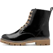 Marco Tozzi Schnürboots, Blockabsatz, Schnürstiefelette in glänzender Optik