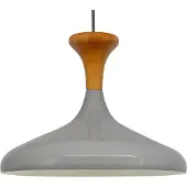 Bamyum Champion Pendelleuchte aus Holz, 35 cm Hängelampe Metall E27 Moderne, Skandinavisch Pendellampe für Schlafzimmer Wohnzimmer Esstisch Lampe - Grau