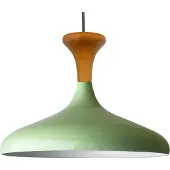 Bamyum Champion Pendelleuchte aus Holz, 35 cm Hängelampe Metall E27 Moderne, Skandinavisch Pendellampe für Schlafzimmer Wohnzimmer Esstisch Lampe - Minzgrün
