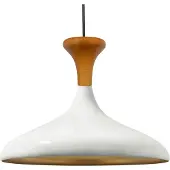 Bamyum Champion Pendelleuchte aus Holz, 35 cm Hängelampe Metall E27 Moderne, Skandinavisch Pendellampe für Schlafzimmer Wohnzimmer Esstisch Lampe - Weiß