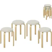 HOMCOM 4er Set Esszimmerhocker Stapelhocker Hocker Küchenhocker Cremeweiß