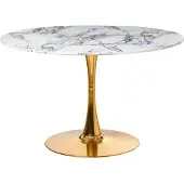 Beliani Esszimmertisch Weiß / Gold Marmor Optik Rund 120 cm MDF-Platte Metall Modern Minimalistisch