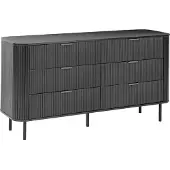 Beliani Kommode Schwarz MDF-Platte mit 6 Schubladen Lamellen-Optik Retro Schubladenschrank Schlafzimmer Wohnzimmer Esszimmer Ausstattung