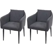 Mendler 2er-Set Esszimmerstuhl HWC-H93, Küchenstuhl Lehnstuhl Stuhl Stoff/Textil dunkelgrau