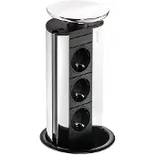 NABER Evoline Port 1, Versenkbares Steckdosenelement, mit Schukosteckdose, Deckel silberfarbig 8031130