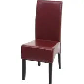 Mendler Esszimmerstuhl Latina, Küchenstuhl Stuhl, Leder rot, dunkle Beine