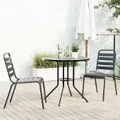 vidaXL Möbel Gartenstuhl-Set 3-tlg. Stapelbar Pulverbeschichteter Stahl - Sitzgruppe 3283764