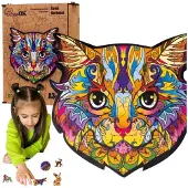 PuzzleOk Holzpuzzle Buntes Katzenpuzzle Pua3-02724