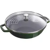 Zwilling Wok 30 cm mit Deckel Gusseisen Basilikum-gruen
