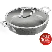 Ballarini Salina Servierpfanne mit Deckel, 28 cm, Aluminium, Titanverstärkte keramische Antihaftbeschichtung
