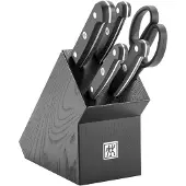 Zwilling Messerblock "Gourmet", schwarz, B:9cm, Messerblöcke, Messerblock, Messerblock mit 4 Messern + 1 Schere, Buche, Sonderschmelze, Schwarz