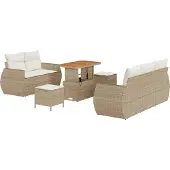 vidaXL Gartensofa-set 8 stk. 5-Sitzanzahl Beige und Creme Poly-Rattan