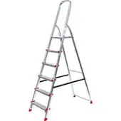 SZ Metall Alustufenstehleiter, belastbar bis 150 kg, 6 Stufen