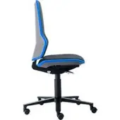 BIMOS Arbeitsstuhl NEON, Permanentkontakt, Grundmodell ohne Polsterelement, mit Rollen, Flexband blau