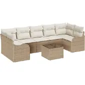 vidaXL Gartensofa-set 8 stk. 7-Sitzanzahl Beige und Creme