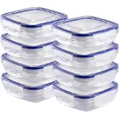 OEM Kunststoff Lebensmittelbehälter Set, 8x quadratische Container, stapelbar, mikrowellengeeignet