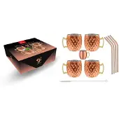 Fuchs Gastro Moskauer Maultier Diamant-set Mit Strohhalm 450 Ml Kupfer