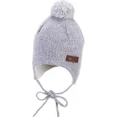 Sterntaler Strickmütze Bommel Silber Melange Gr. 49