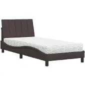 vidaXL Bett mit Matratze "Hanko" Dunkelbraun 90x190 cm Stoff