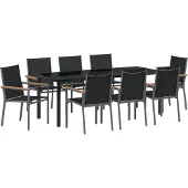 vidaXL 9-teilige Gartentischset aus schwarzem Textilene und Stahl, Gartenstühle DesignMöbel Neu
