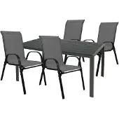 Mojawo Gartengarnitur Sitzgarnitur 5-teilig 160x90cm Anthrazit/Schwarz