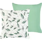 Beliani Gartenkissen 2er Set Grün Polyester Pflanzenmotiv Quadratisch 45x45 cm Wasserabweisend Dekokissen mit Füllung für Garten Terrasse Balkon