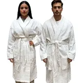 Puma Unisex Bademantel mit zwei offenen Seitentaschen Morgen-Mantel 660008 04 Weiß