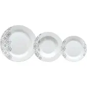 OEM Tafelservice für 6 Personen, 18-teilig, Porzellan, Weiß und Silber