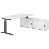 Hammerbacher Schreibtischkombi 180x80cm, Weiss/Graphit