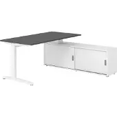 Hammerbacher Schreibtischkombi 160x80cm, Graphit/Weiss