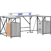 vidaXL Schreibtisch Graues Sonoma Holzwerkstoff 182 x 101 x 87,5 cm