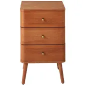 CALICOSY NACHTTISCH mit 3 Schubladen und abgerundeten Kantenfronten 35/71/42 cm