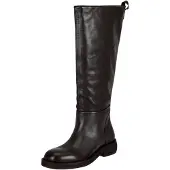 Felmini Leder Stiefel mit breitem Schaft, niedrigem Absatz, gepolstertem Wechselfußbett und markanter Zehenform