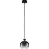 Eglo Hängelampe Oilella, 1-flammige Pendelleuchte Rauchglas über Esstisch, Deckenlampe hängend aus Metall mit Glas-Kugel, Kugellampe, E27, Ø 19 cm