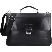 Bugatti Aktentasche "Damen, Herren ROMANO echt Leder", Damen, Gr. B/H/T: 41cm x 31cm x 13cm onesize, schwarz, Leder, used, Taschen Aktentasche, echt Leder