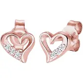 Elli DIAMONDS Ohrringe Herz Liebe Diamant (0.03 Ct.) 925 Silber Elli DIAMONDS Rosegold