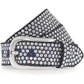 B.belt Gürtel - 35mm Leder- Nietgürtel Q. 6483 Zoe - Gr. 85 - in Schwarz - für Damen