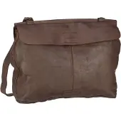 Harold's Leder Schultertasche Umhängetasche Submarine Shoulderbag Flap Brown dunkelbraun