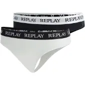 Replay Underwear 2er-Set: Strings in Schwarz/ Weiß - M