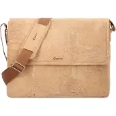 Esquire Umhängetasche Businesstasche mit Laptopfach Kork Messenger Bag Natural hellbraun