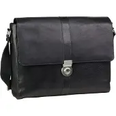 Leonhard heyden Leder Umhängetasche Schultertasche mit Laptopfach Bergamo Messenger Bag Black schwarz