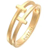 KUZZOI Ring Herren Kreuz Double 925 Silber Kuzzoi Gold