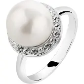Nenalina Ring Muschelkern-Perle Kristalle 925 Silber Nenalina Silber