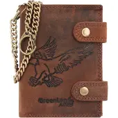 Greenland Nature Nature Leder Geldbörse Monte RFID Wallet With Chain Eagle braun