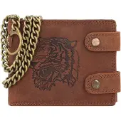 Greenland Nature Leder Geldbörse Monte RFID Wallet With Chain Tiger braun